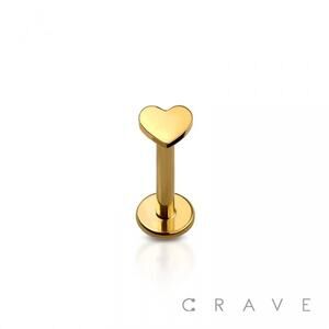 Heart Implant Grade Titanium Threadless Push In Labret-Gold